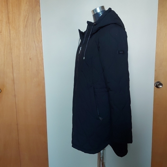 Effortless City Style DKNY Quilted Winter Coat Longline Black Warm Outerwear M - Picture 2 of 8